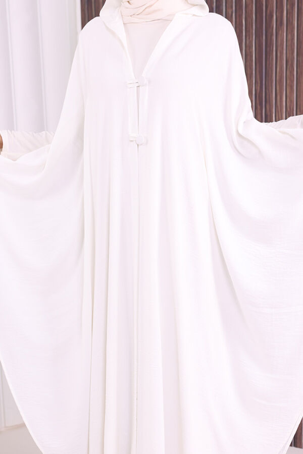 Kapüşonlu Ayrobin Pelerin 70021 Ekru - 7