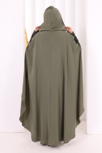 Kapüşonlu Ayrobin Pelerin 70021 Haki - 4