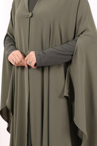 Kapüşonlu Ayrobin Pelerin 70021 Haki - 6