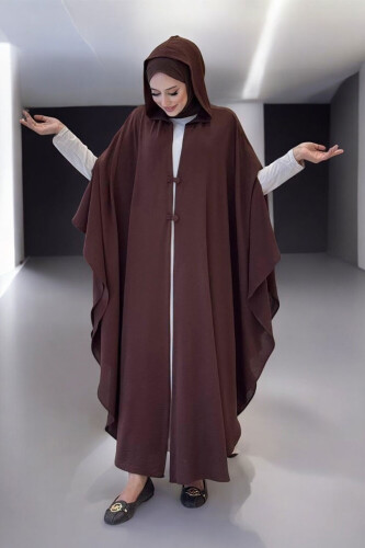 Kapüşonlu Ayrobin Pelerin 70021 Kahverengi 