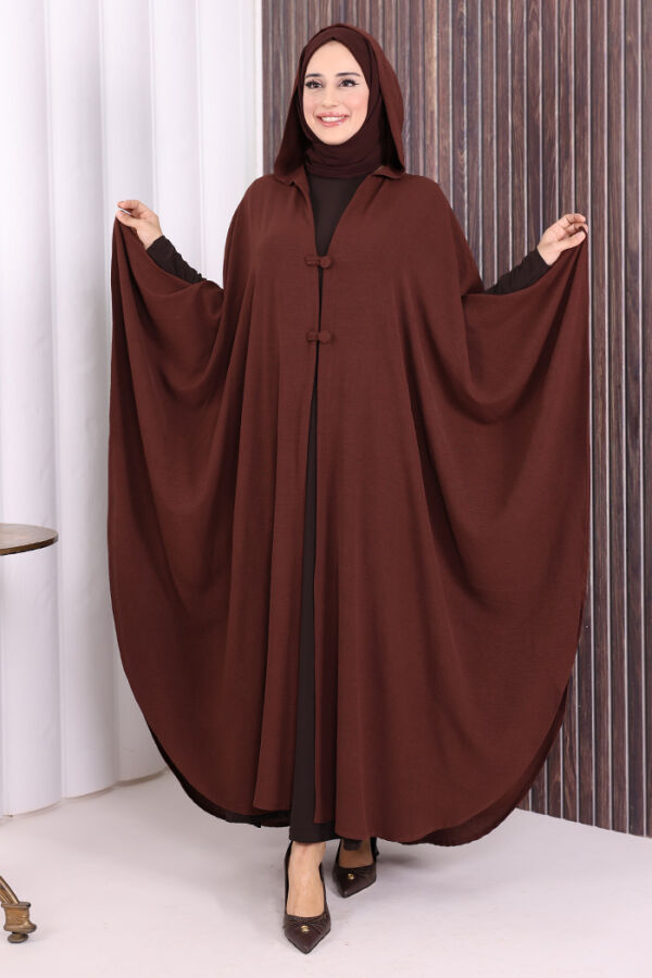 Kapüşonlu Ayrobin Pelerin 70021 Kahverengi - 1