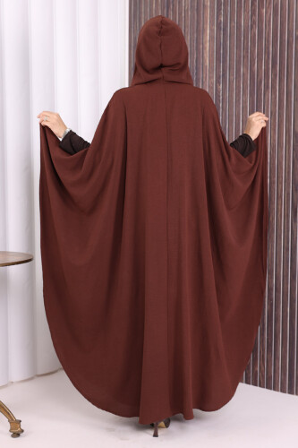 Kapüşonlu Ayrobin Pelerin 70021 Kahverengi - 6