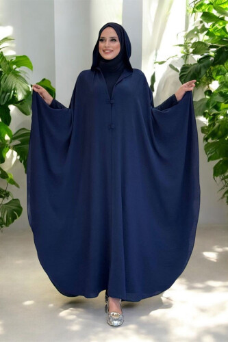 Kapüşonlu Ayrobin Pelerin 70021 Lacivert - Bym Fashion