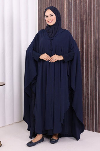 Kapüşonlu Ayrobin Pelerin 70021 Lacivert - 2