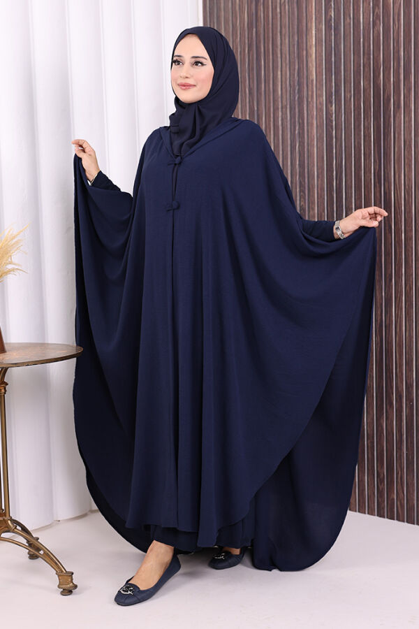 Kapüşonlu Ayrobin Pelerin 70021 Lacivert - 3