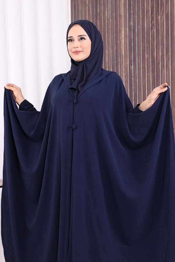 Kapüşonlu Ayrobin Pelerin 70021 Lacivert - 5