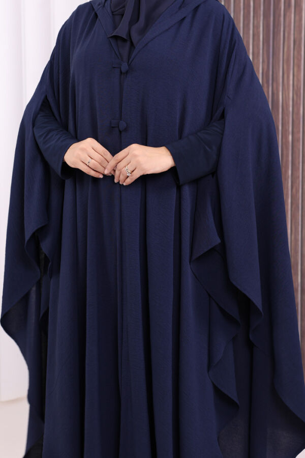 Kapüşonlu Ayrobin Pelerin 70021 Lacivert - 6