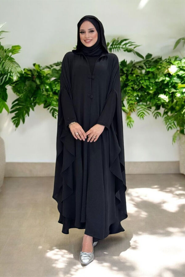 Kapüşonlu Ayrobin Pelerin 70021 Siyah - 1