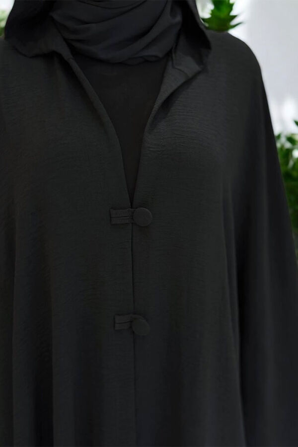 Kapüşonlu Ayrobin Pelerin 70021 Siyah - 4