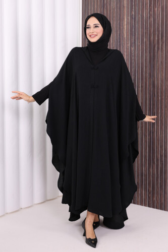 Kapüşonlu Ayrobin Pelerin 70021 Siyah - 2