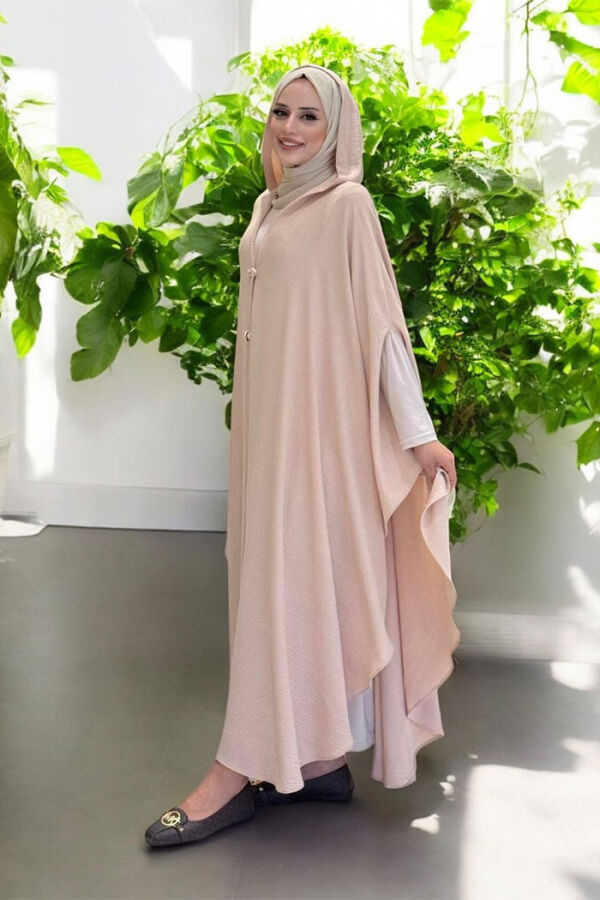 Kapüşonlu Ayrobin Pelerin 70021 Taş - 3