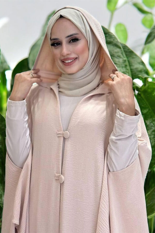 Kapüşonlu Ayrobin Pelerin 70021 Taş - 4