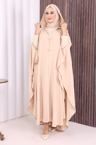 Kapüşonlu Ayrobin Pelerin 70021 Taş - 2