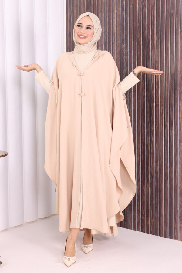 Kapüşonlu Ayrobin Pelerin 70021 Taş - 3