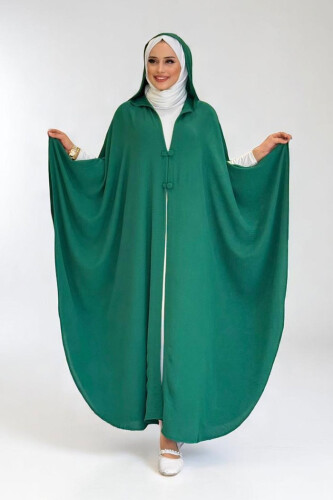 Kapüşonlu Ayrobin Pelerin 70021 Zümrüt 