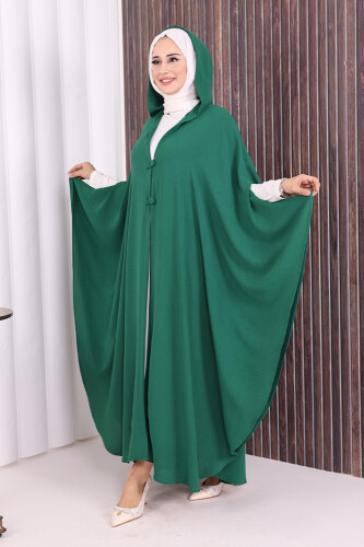 Kapüşonlu Ayrobin Pelerin 70021 Zümrüt - 2