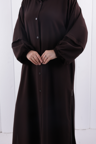 Kapüşonlu Çıtçıtlı Kap 1219 Kahverengi - 5
