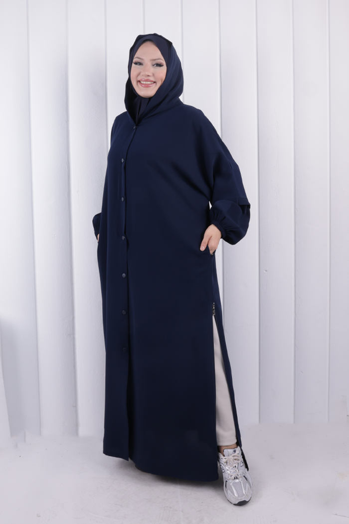 Kapüşonlu Çıtçıtlı Kap 1219 Lacivert - 4
