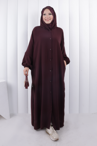 Kapüşonlu Çıtçıtlı Kap 1219 Mürdüm - 3