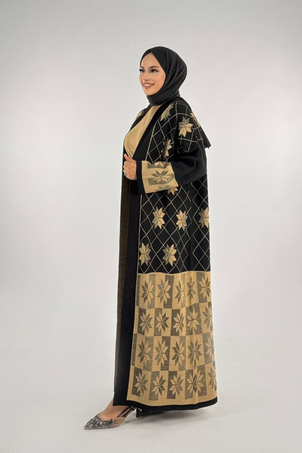 Kar Tanesi Desenli Uzun Triko Hırka 18166 Siyah - 3