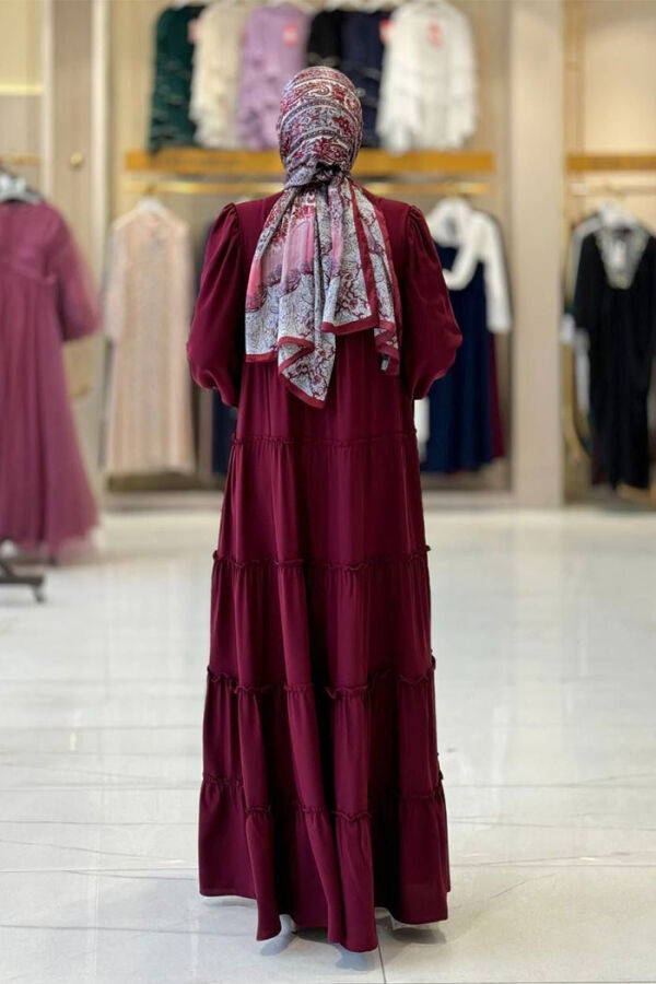 Katlı Salaş Elbise 6023 Bordo - 2