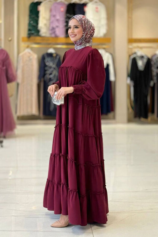 Katlı Salaş Elbise 6023 Bordo - 3