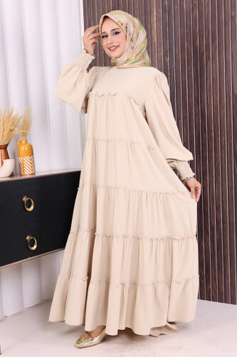 Dubai Katlı Salaş Elbise 6023 Taş - 2