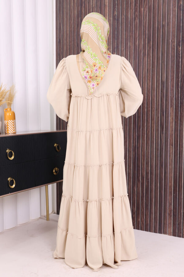 Dubai Katlı Salaş Elbise 6023 Taş - 3