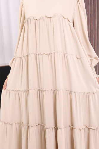 Dubai Katlı Salaş Elbise 6023 Taş - 5