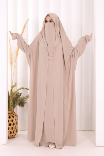 Medine Kendinden Peçeli Sufleli Cilbab 6032 Taş 