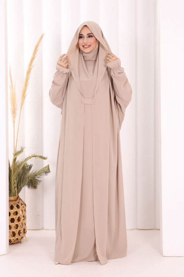 Medine Kendinden Peçeli Sufleli Cilbab 6032 Taş - 3