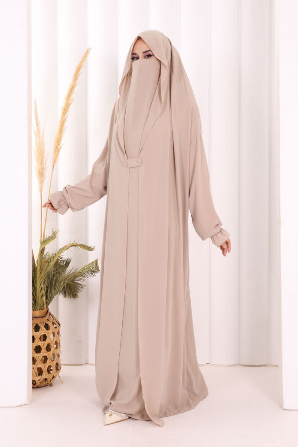 Medine Kendinden Peçeli Sufleli Cilbab 6032 Taş - 5