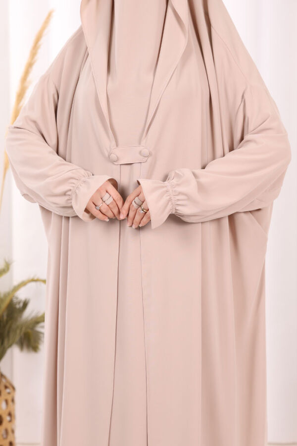 Medine Kendinden Peçeli Sufleli Cilbab 6032 Taş - 7