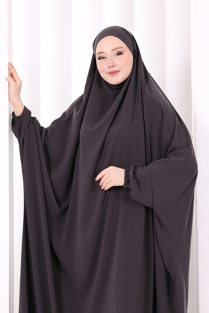 Kendinden Peçeli Sufleli Cilbab 6096 Duman - 4