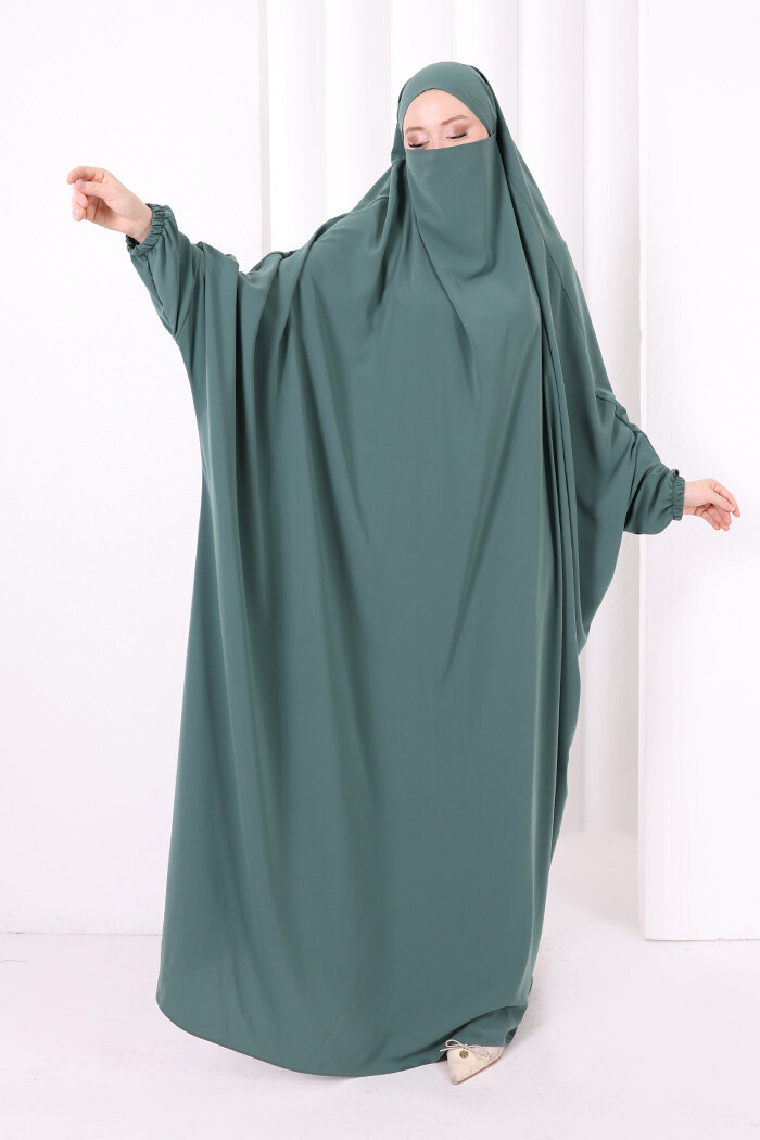 Kendinden Peçeli Sufleli Cilbab 6096 Mint - 2