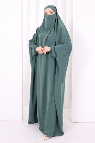 Kendinden Peçeli Sufleli Cilbab 6096 Mint - 3