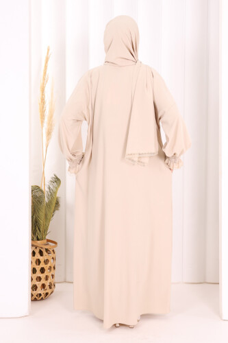 Kendinden Şallı Elbise 8007 Taş - 3