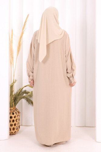 Keten Düğmeli Tunik Pantolon Takım 8015 Vizon - 5