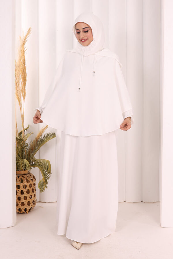 Keten Sufleli Elbise Takım 6067 Ekru - 1