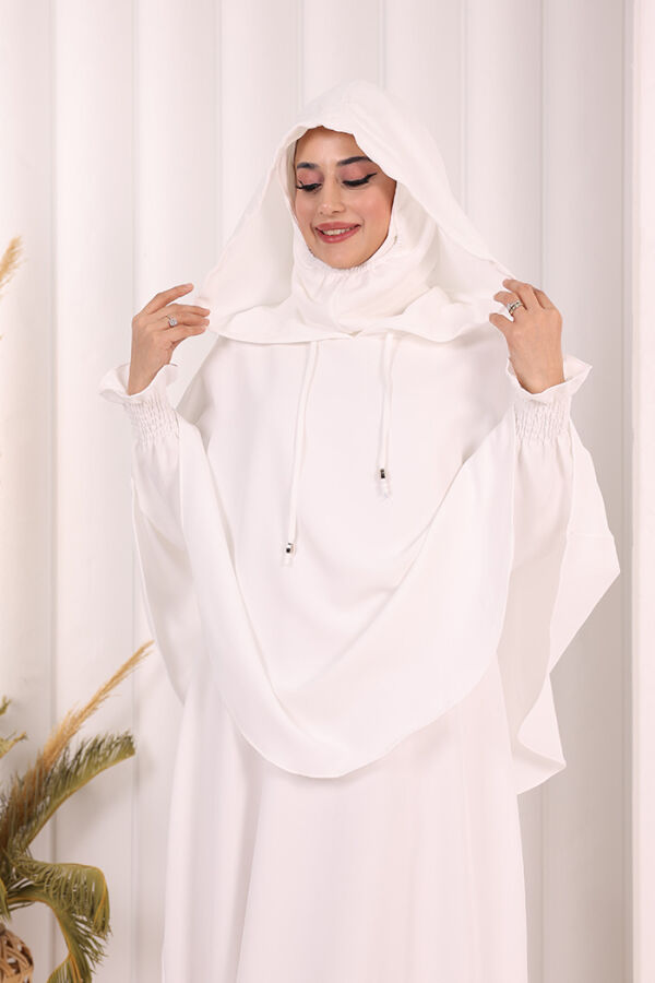 Keten Sufleli Elbise Takım 6067 Ekru - 4