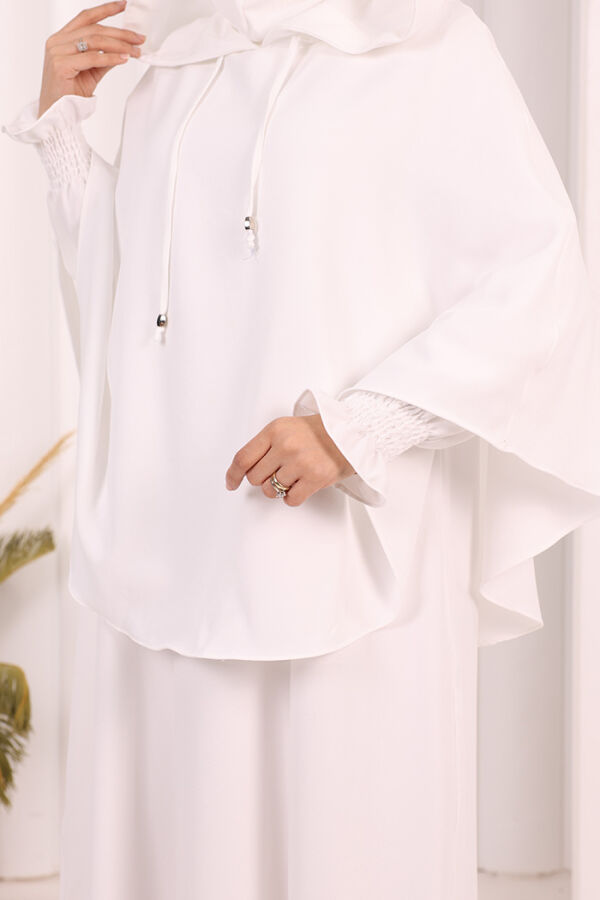 Keten Sufleli Elbise Takım 6067 Ekru - 5