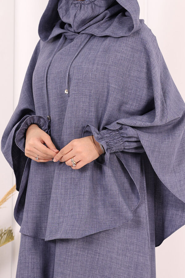 Keten Sufleli Elbise Takım 6067 İndigo - 7