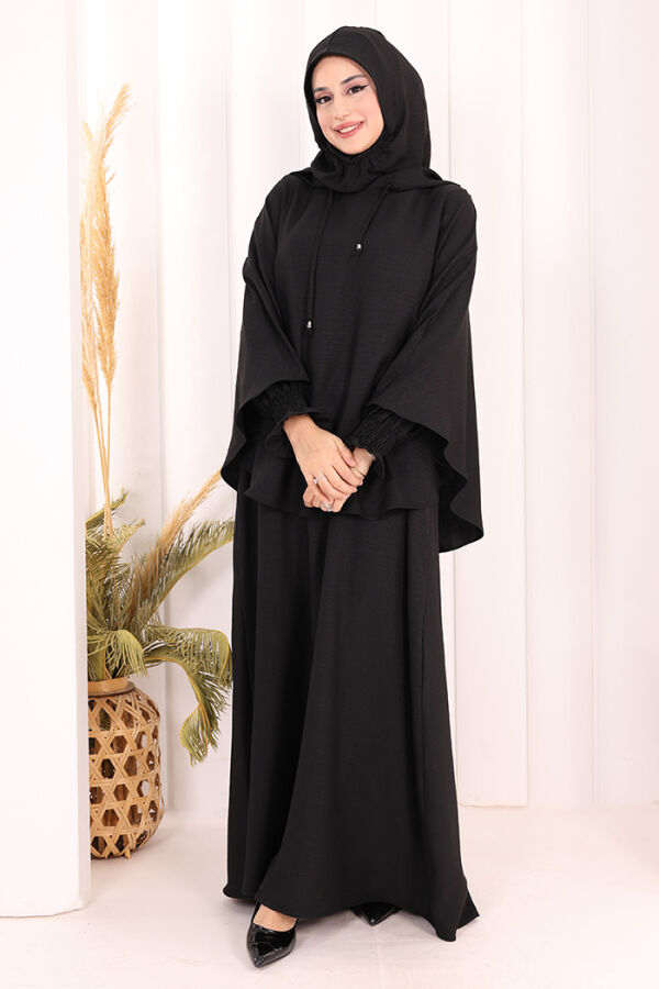 Keten Sufleli Elbise Takım 6067 Siyah - 2