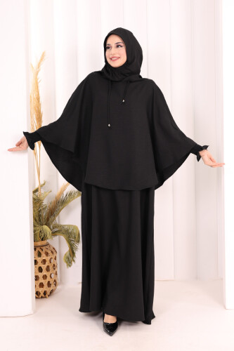 Keten Sufleli Elbise Takım 6067 Siyah - 3