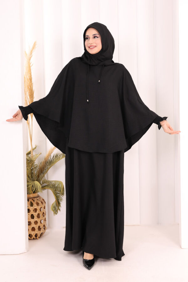 Keten Sufleli Elbise Takım 6067 Siyah - 3