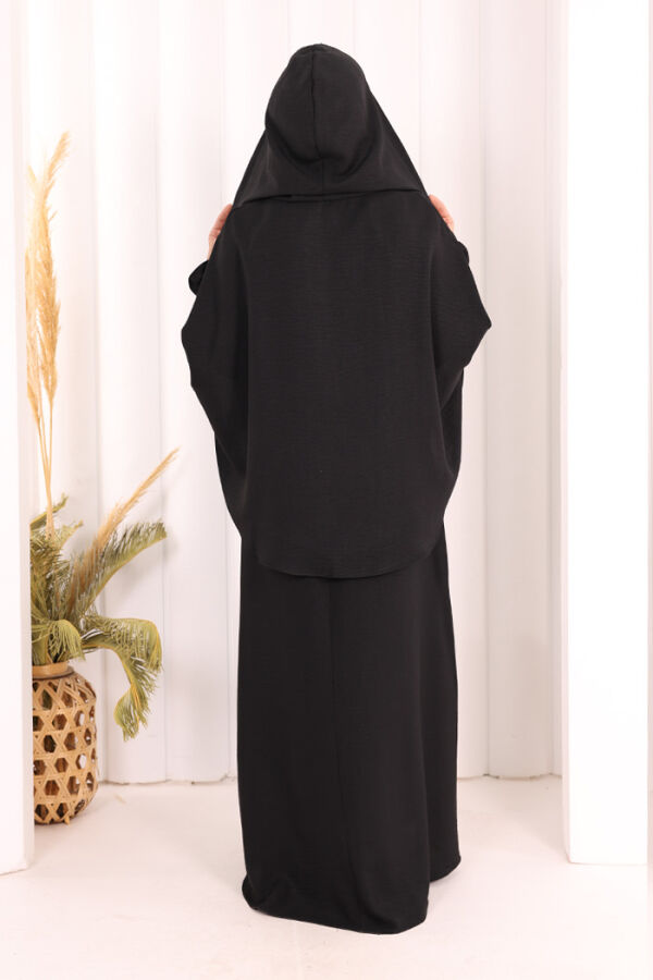Keten Sufleli Elbise Takım 6067 Siyah - 5