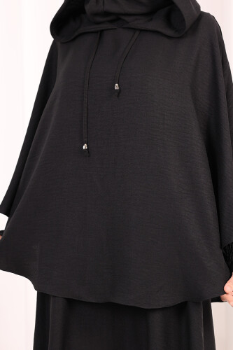 Keten Sufleli Elbise Takım 6067 Siyah - 7