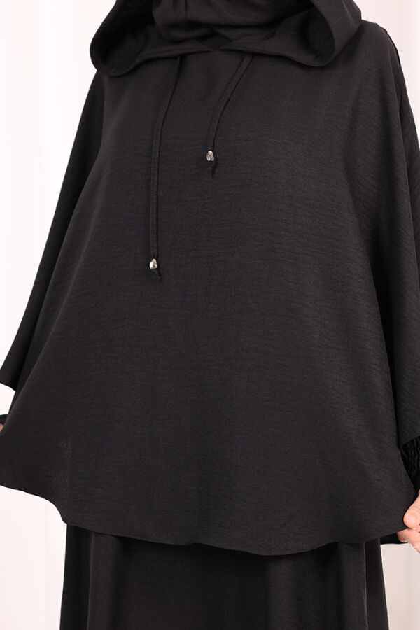 Keten Sufleli Elbise Takım 6067 Siyah - 7