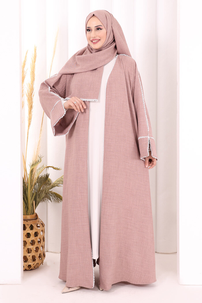 Keten Takım Şal Hediyelidir 7067 Gül Kurusu - 1