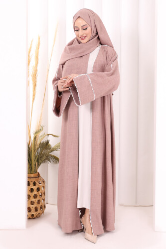 Keten Takım Şal Hediyelidir 7067 Gül Kurusu - 3